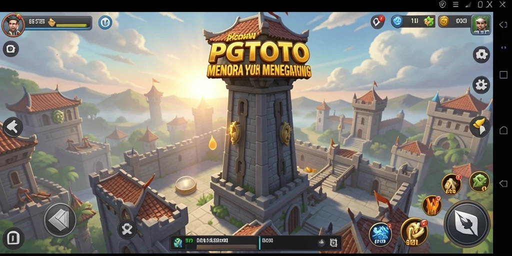 Tampilan gameplay PGTOTO dengan menara dan musuh dalam pertempuran Tower Defense.